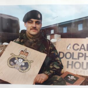 Wooden military insignia plaque